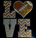 LOVE football pattern Rhinestone tee