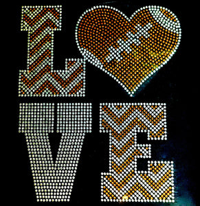 LOVE football pattern Rhinestone tee