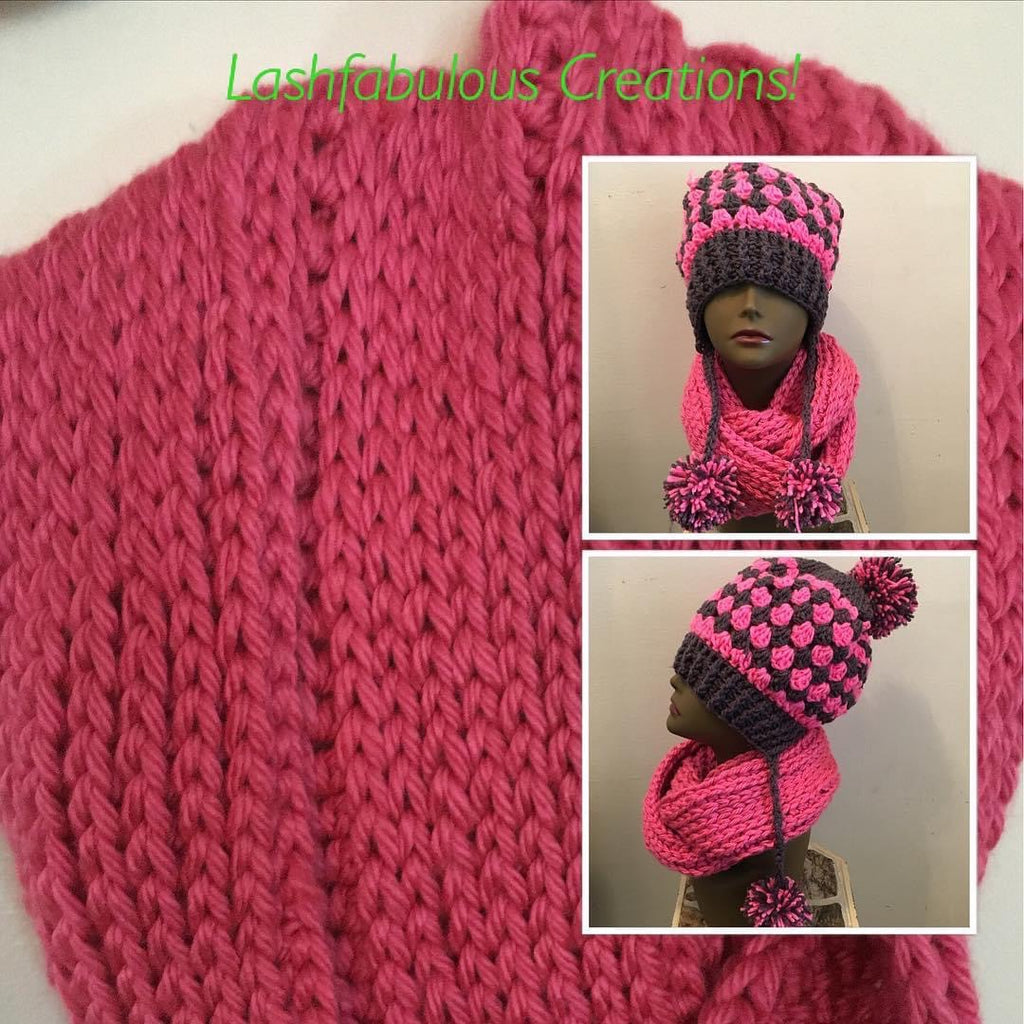Pink & Grey infinity scarf