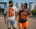 Cleveland Football C T-Shirt – Unisex Brown & Orange Game Day Tee