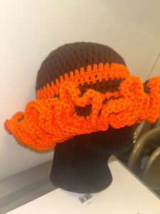 Brown and Orange Ruffle Hat