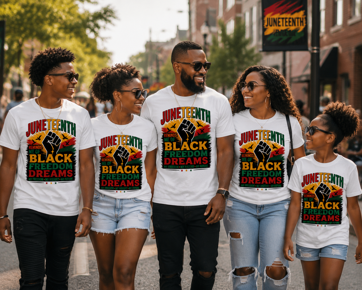 Juneteenth Reminds Me of Black Freedom Dreams T-Shirt | Black History, Freedom & Cultural Pride Apparel