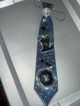 Upcycled Denim Designer-Inspired Statement Tie (Handmade Rhinestone Detail)
