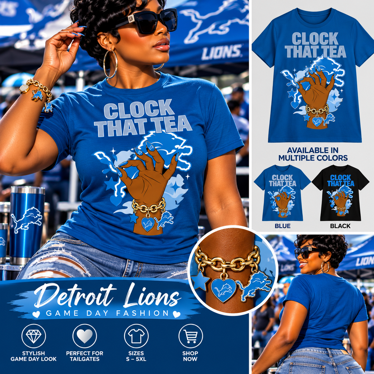 Clock That Tea – Women's Football Game Day Graphic T-Shirt | Multiple Teams\