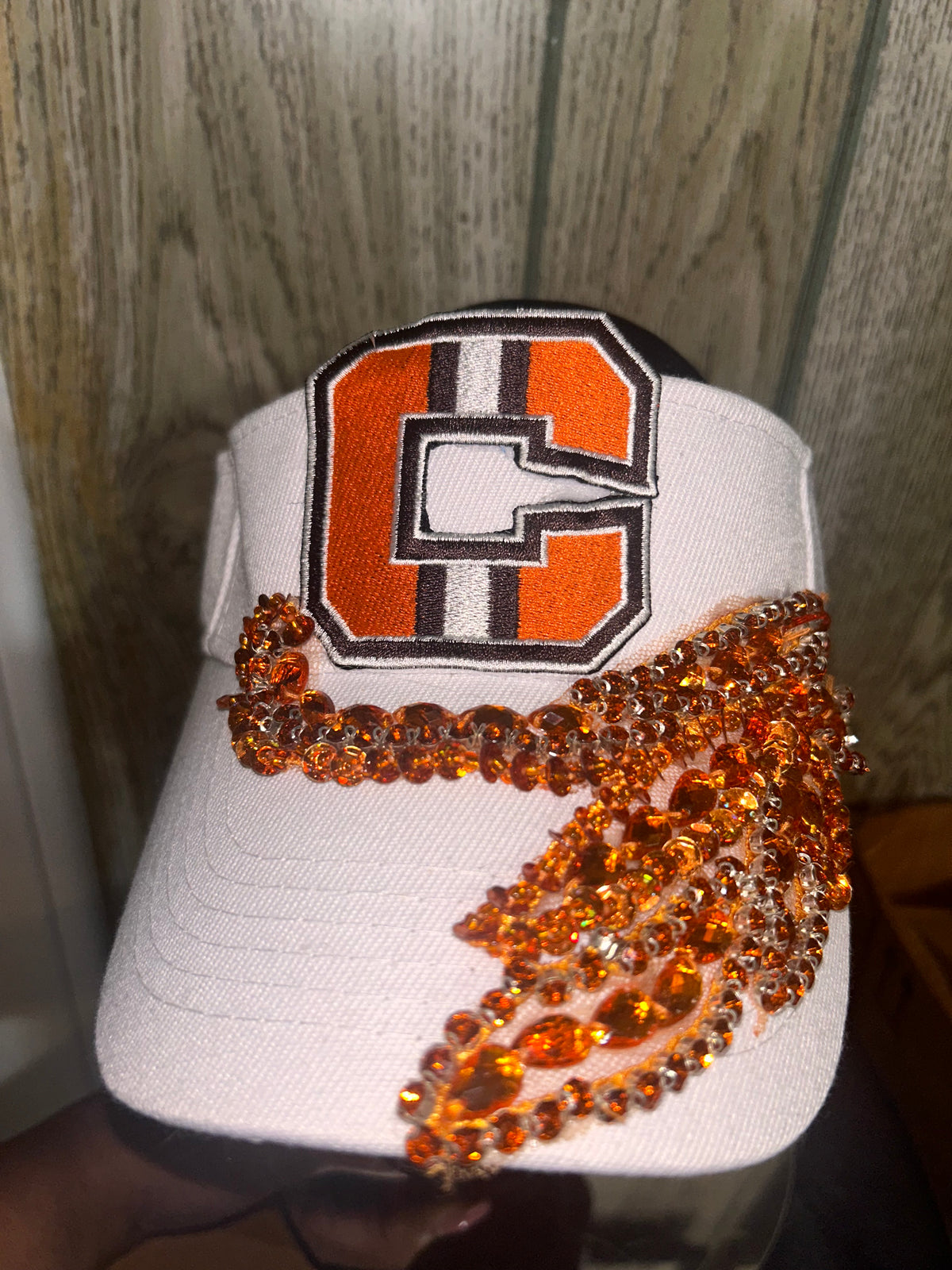 CLE White Jeweled Visor