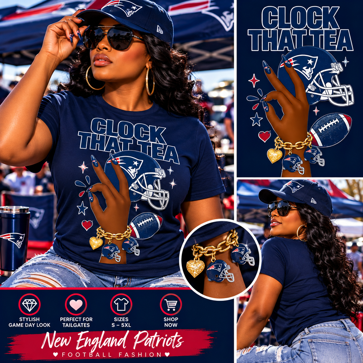 Clock That Tea – Women's Football Game Day Graphic T-Shirt | Multiple Teams\