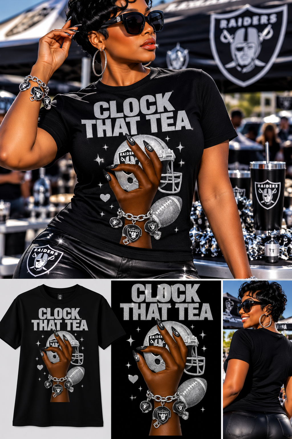 Clock That Tea – Women's Football Game Day Graphic T-Shirt | Multiple Teams\
