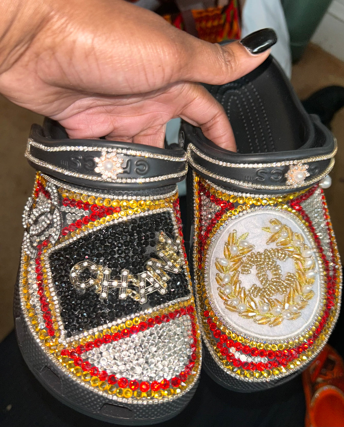 CC inspired custom bling slide shoes