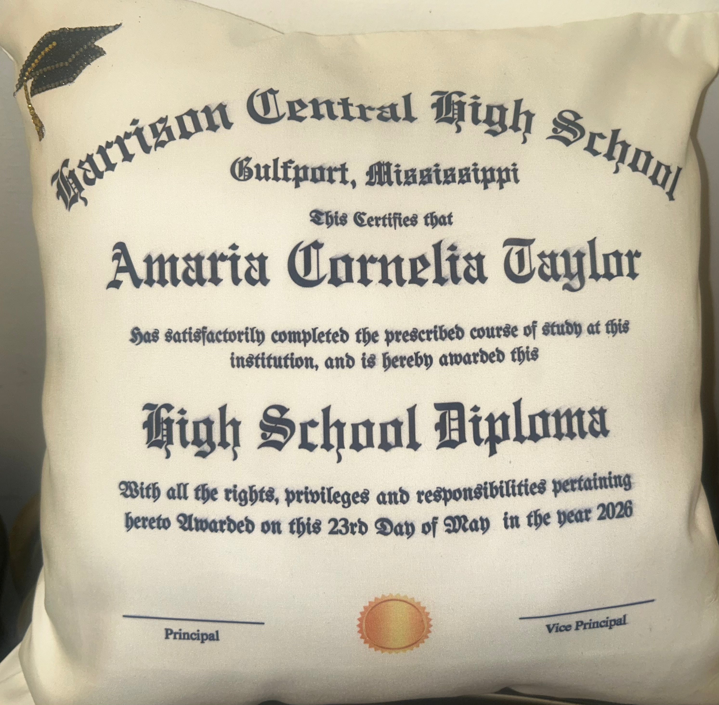 Custom Graduation Diploma Pillow | Personalized Class of 2026 Keepsake | Senior Graduation Gift | Memory Pillow