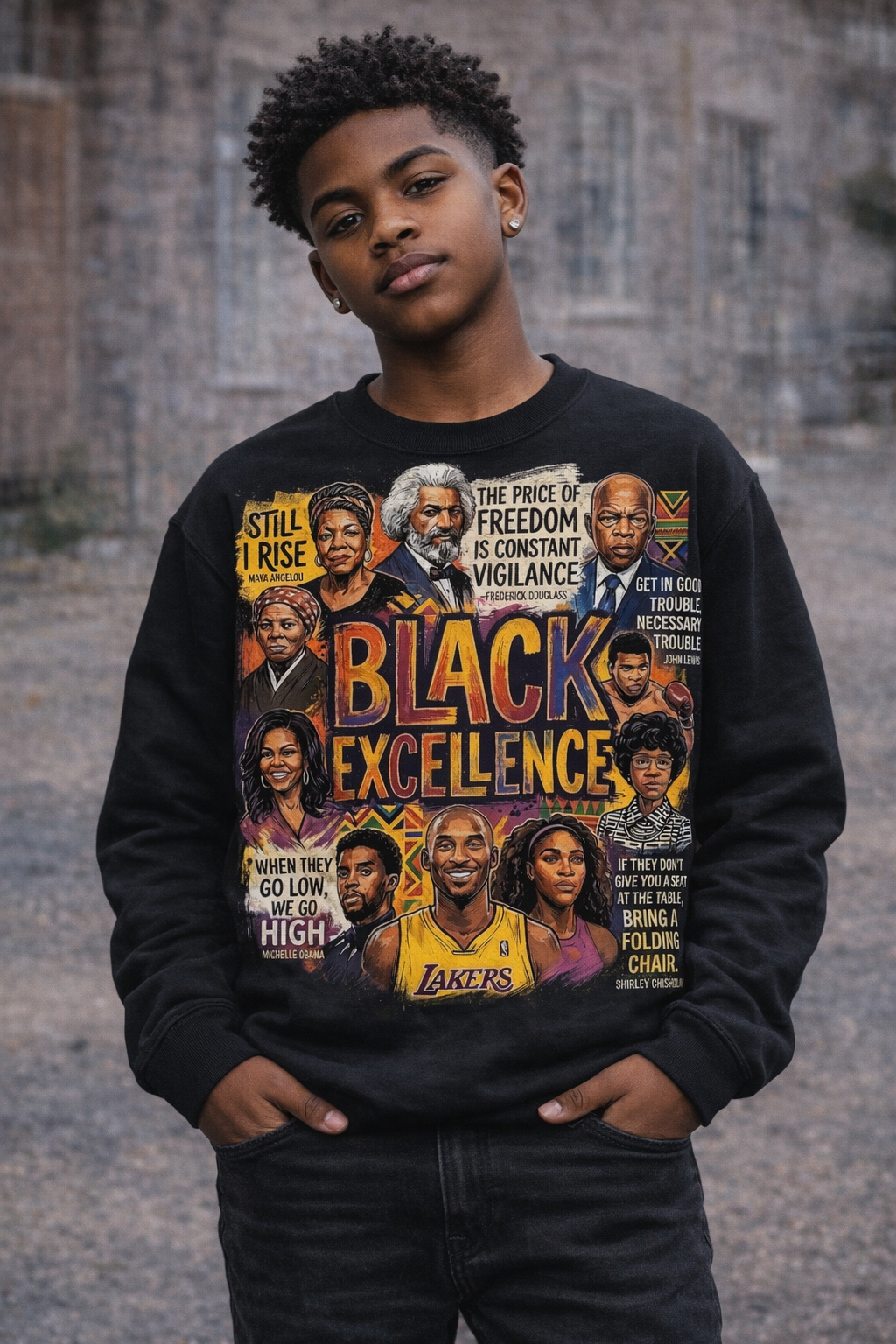 Black Excellence Youth Sweatshirt | Inspirational Black History Crewneck for Kids & Teens