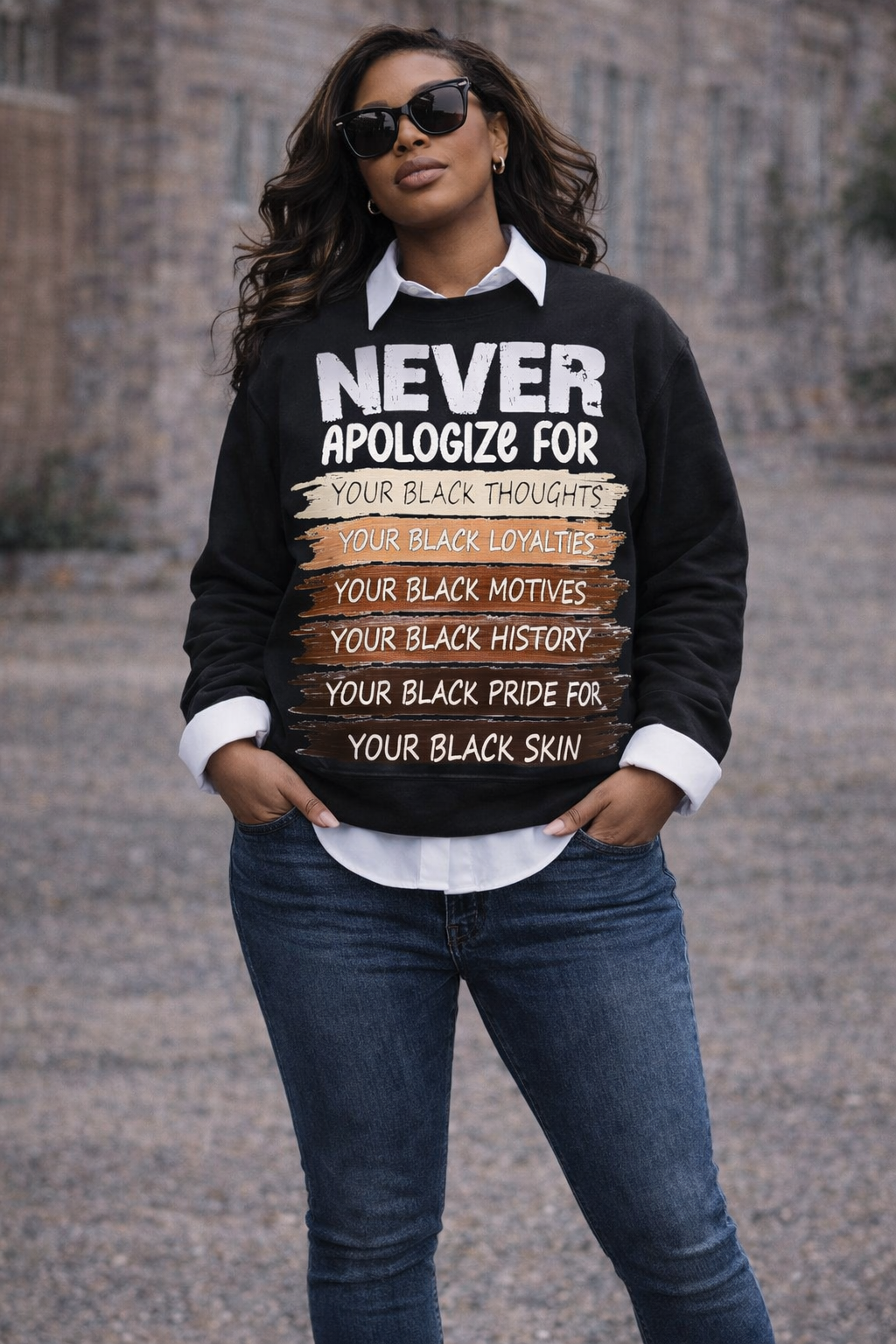 Never Apologize for Your Blackness Sweatshirt | Black History Statement Crewneck | Black-Owned Apparel