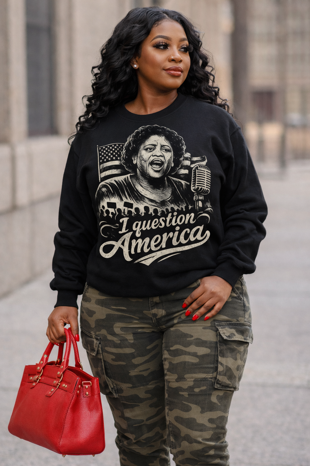 I Question America™ Black Statement Sweatshirt