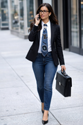Upcycled Denim Designer-Inspired Statement Tie (Handmade Rhinestone Detail)