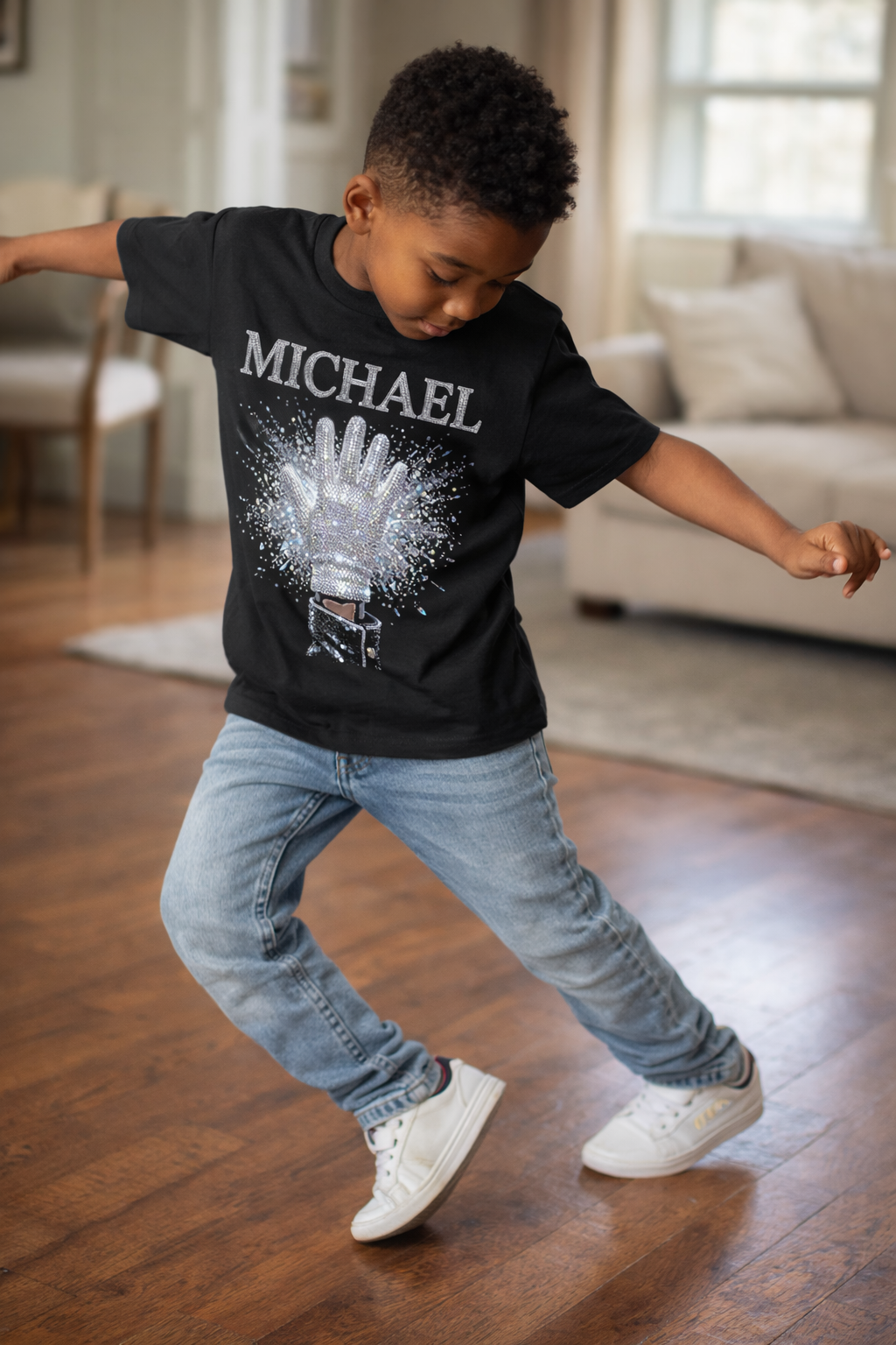 Michael Inspired T-Shirt | Rhinestone Glove Graphic Tee | Dance Shirt for  | MJ Tribute Shirt |  Streetwear