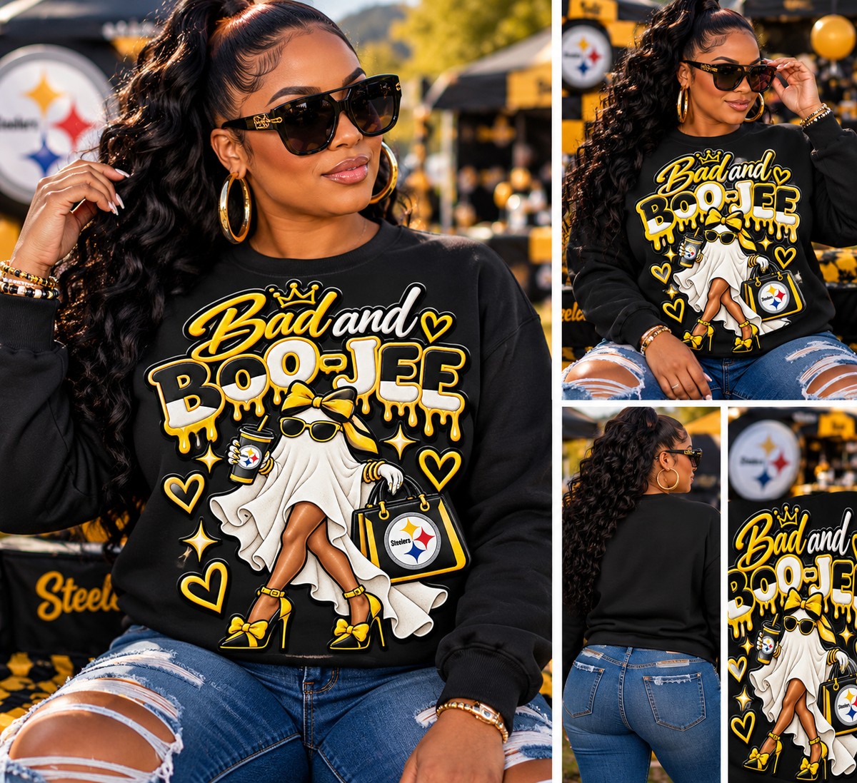 Bad and Boo-Jee Pittsburgh Steelers Halloween Sweatshirt & Hoodien| Black &Gold Game Day Apparel
