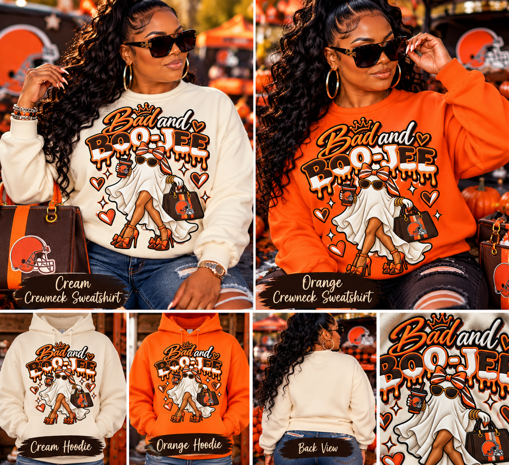 Bad and Boo-Jee Halloween Sweatshirt & Hoodie | Cleveland Football Inspired Women's Fall Apparel