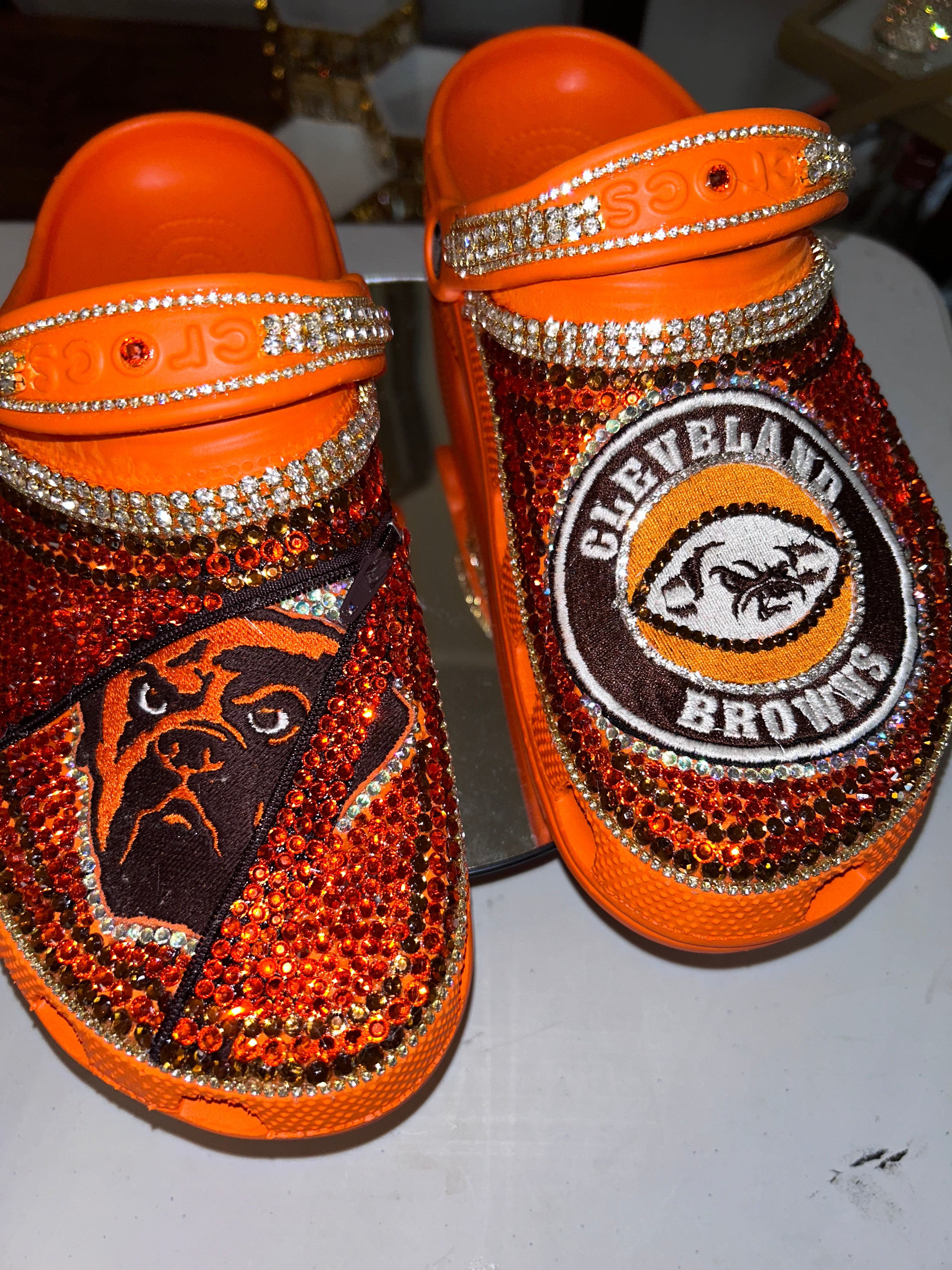 Browns Zipper Custom Crocs slides