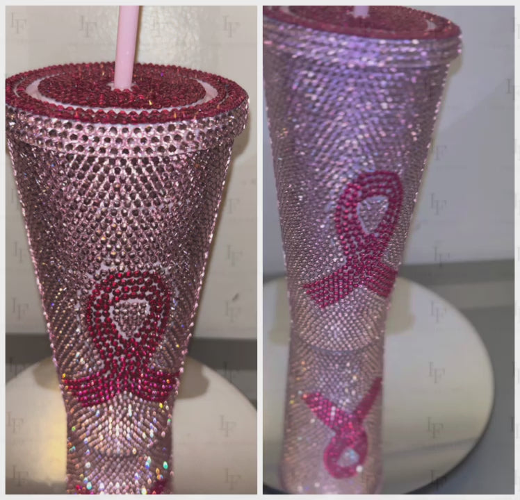 Pink Ribbon Bling Tumbler