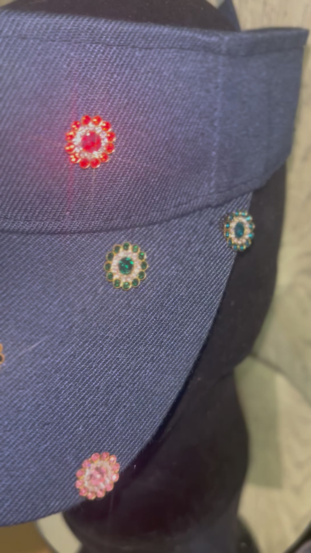 Navy Blue NY jeweled Sun Visor